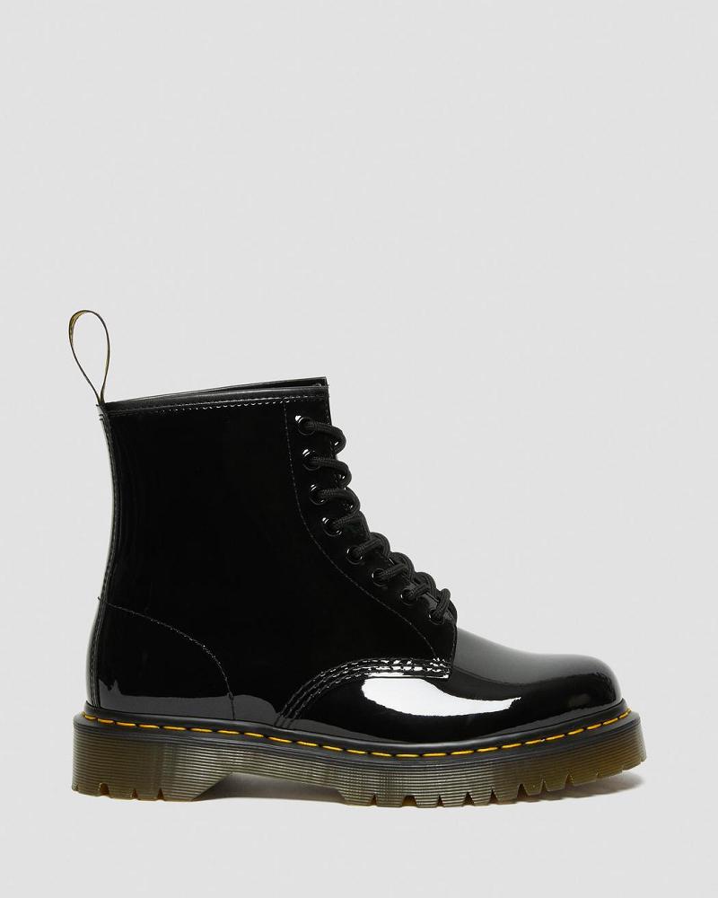 Men's Dr Martens 1460 Bex Patent Leather Lace Up Boots Black | AU 502TCE